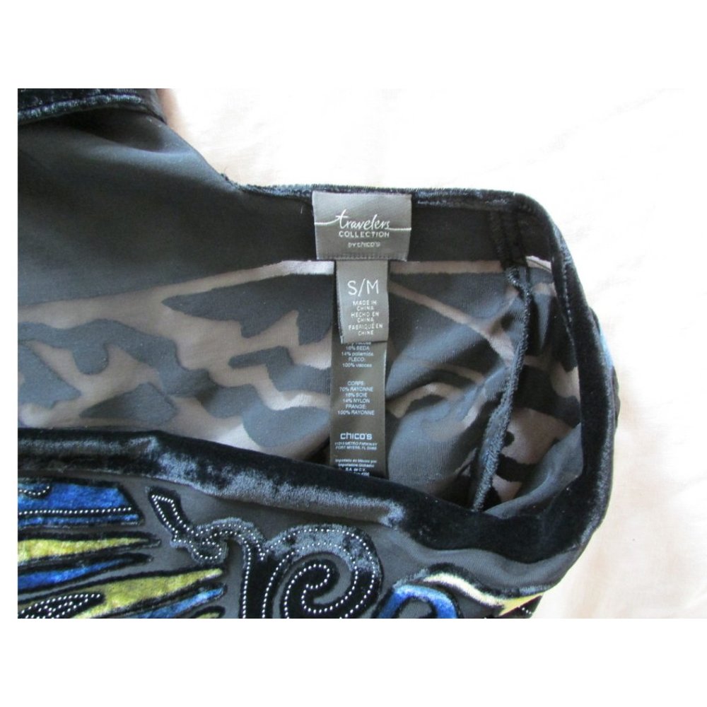 Chico Travelers Collection Fringed Evening Jacket Multi Blue and Black - Picture 5 of 5